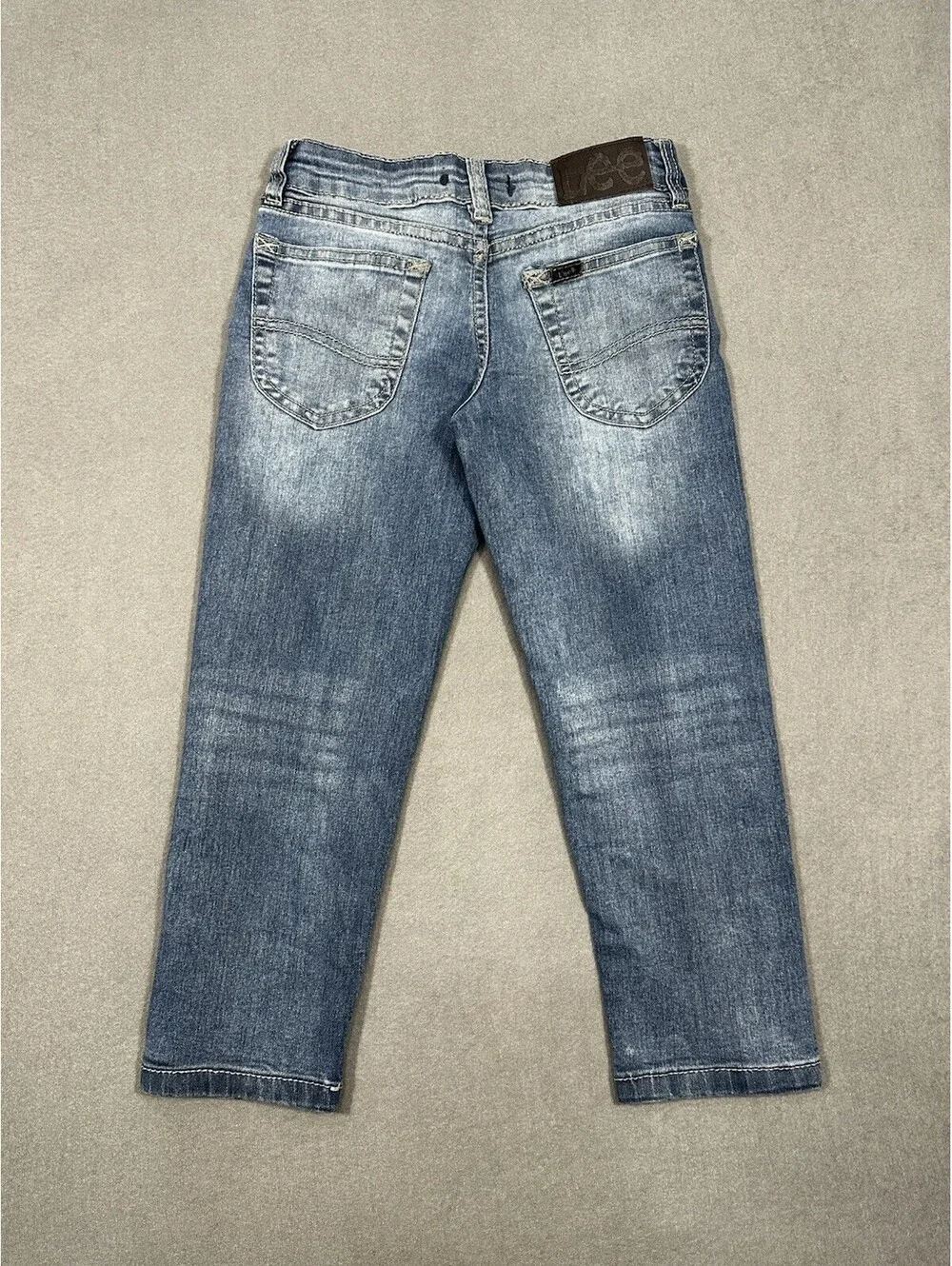 Lee Girls Skinny Fit 22x18 Straight Leg Jeans Size 6 Blue Stretch Denim